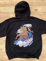 Novelty Cat Wave Whale Black Hoodie Large - £43.16 GBP