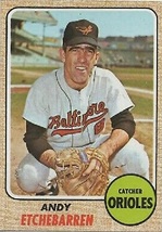 1968 Topps Andy Etchebarren, Baltimore Orioles, Baseball Sports Card #204 - £2.32 GBP