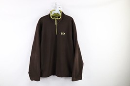 Vtg Gap Mens Large Spell Out Block Letter Half Zip Fleece Pullover Sweater Brown - $44.50