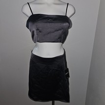 NEW Forever 21 F21 Bustier Crop Top Mini Skirt 2pc Set Gunmetal Gray Size Medium - £23.64 GBP