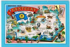 Kentucky Postcard Pictoral State Map Bluegrass State - £2.32 GBP
