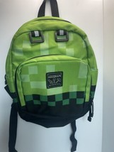 Minecraft Creeper kids zipper Backpack 2016 used Jinx Black Green 12 By 9” - £9.35 GBP