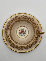 Aynsley  cup &amp; saucer, “Pembroke” peach, 14k Gold  VTG 1940s England RARE - £81.59 GBP