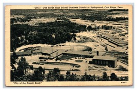 Aerial View High School Business District Oak Ridge TN Linen Postcard V9 - £5.41 GBP