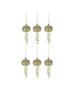 Set of 6 Elegant Golden Sea Urchin Shell Hanging Ornaments Beaded Accents - £23.48 GBP