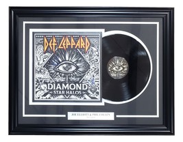 Joe Elliott Phil Collen Signe Cadre Def Leppard &#39;22 Diamant Étoile Halos Record - £271.38 GBP