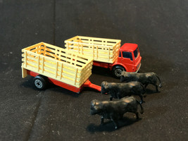Old Vtg 1970 Matchbox Diecast Cattle Truck Trailer &amp; Cows Made In Englan... - £39.87 GBP