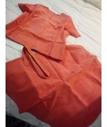 VIntage 2pc Shirt Skirt Belt Peach Secretary Outfit Small - $45.80