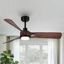 52 in Integrated LED Indoor Brown Wood Ceiling Fan with Light Kit and Remote - £171.32 GBP