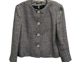 Lauren Ralph Lauren sz 12 black white linen silk blend blazer jacket Hou... - $24.74