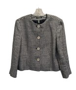Lauren Ralph Lauren sz 12 black white linen silk blend blazer jacket Hou... - £19.46 GBP