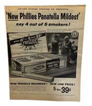 Phillies Panatella Cigars Vintage 1958 Print Ad Miracle Mildness Smoking - £11.77 GBP