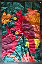 Vintage Nylon Two-sided Yard , Garden, House Flag Cardinals &amp; Leaves 43&quot;... - $177.82 MXN
