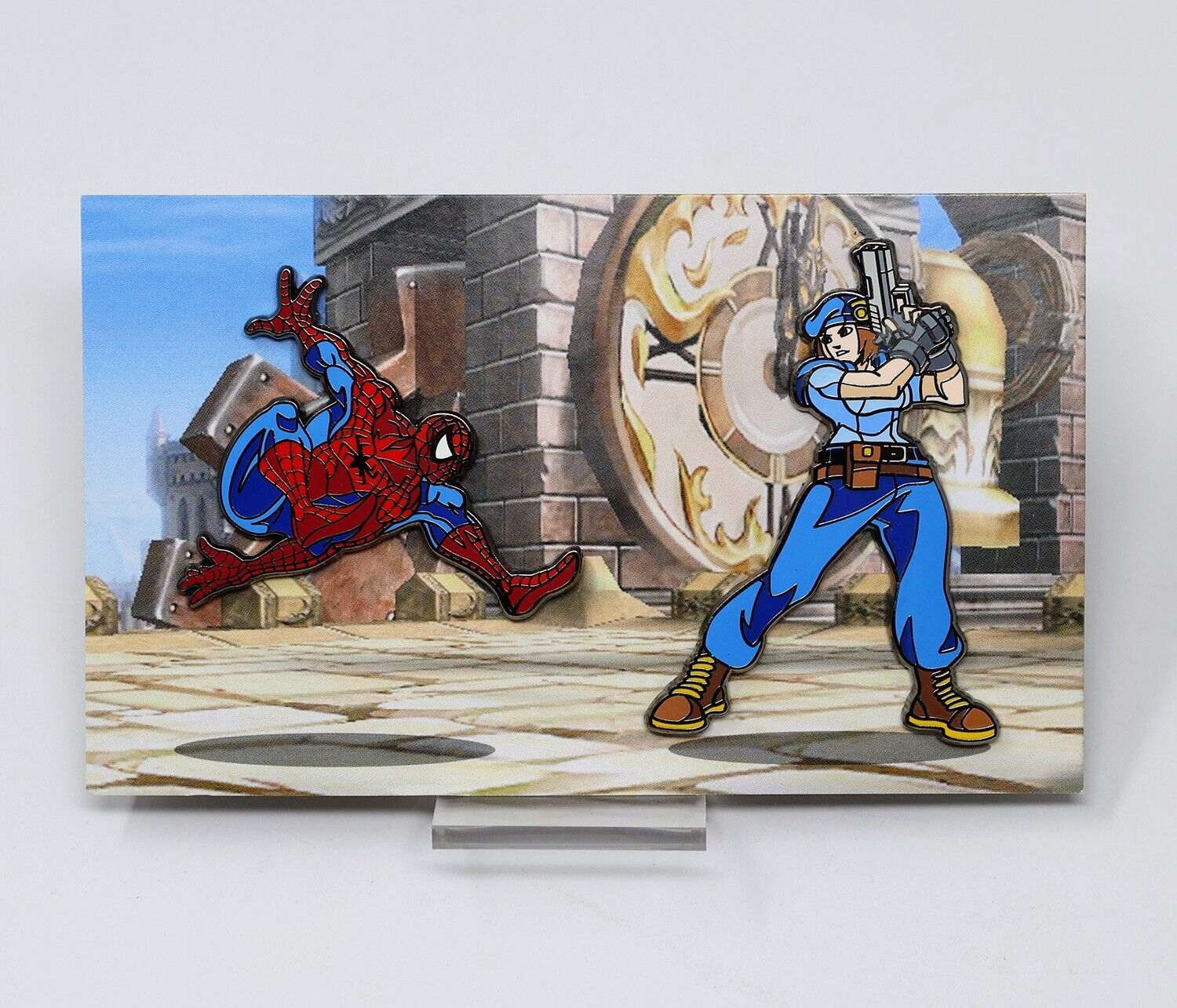 Primary image for Marvel vs Capcom 2 Spider-Man vs Resident Evil Jill Enamel Pin Figure Set