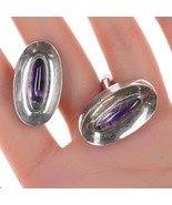 Antonio Pineda (1919-2009) Taxco Modernist Sterling Amethyst cufflinks - $292.05