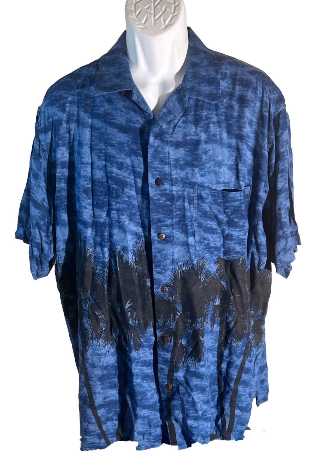 CABELA&#39;S Men&#39;s Short Sleeve Button Down Shirt Blue Black Large - $15.83