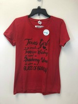 Fruit of the Loom Women&#39;s Red T-Shirt Medium Texas Girl Smooth as Whiskey... - £7.18 GBP