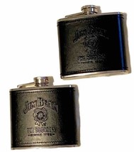 Jim Beam The Bourbon Embossed Leather Stainless Steel Flask 4 Inch 5 Oz ... - £17.29 GBP