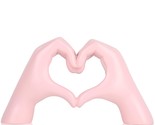 Pink Hand Gesture Heart Statue, Modern Love Finger Heart Hand Decor, Pin... - $48.99