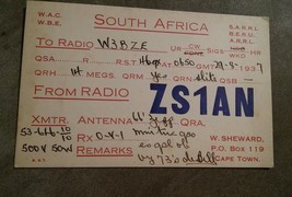 000 Rare ZS1AN South Africa radio station advertisement card 1937 QSL. W... - $14.99