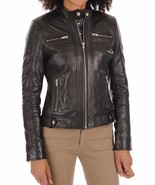 Women&#39;s Genuine Lambskin Real Leather Motorcycle Slim fit Biker Jacket -... - £103.66 GBP