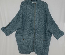 Simply Noelle Brand JCKT222Z Womens Misty Blue Zippered Sweater Jacket Size XXL - £39.61 GBP