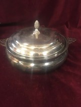 Casserole Serving Dish Pyrex Pineapple Vintage Sheffield Silverplate Round 12in - £46.51 GBP