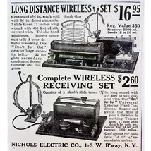 1914 Long Distance Wireless Set - Nichols Electric - Original Vtg PRINT AD  - $14.84