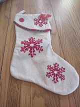 December Home Burlap Christmas Stocking - Brand New 18 Inches - £19.78 GBP