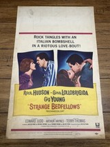 Strange Bedfellows 1965 US Original Window Card Movie Poster Rock Hudson... - $54.45