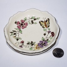 VTG Zsolnay Hungary Pecs Hand Painted Gold Trim Butterfly Flower 5&quot; Trinket Dish - £19.62 GBP