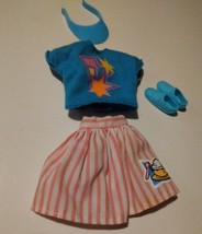 EUC Vintage &#39;89 Barbie Fresh N Fun. Pink Striped Shorts, Blue Shirt, Blu... - £11.66 GBP