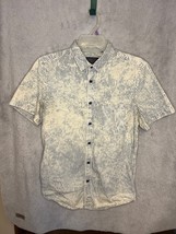 Zara Man blue acid washed button up stripped shirt- size small - £14.71 GBP