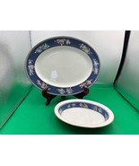 Wedgwood Bone China BLUE SIAM Serving Platter and Vegetable Bowl England - $89.99