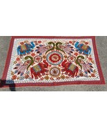 Indian Embroidered Mirror Work Textile Wall Hanging Tapestry Elephant Pe... - $157.68 CAD