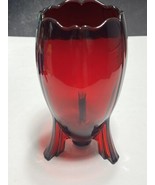 New Martinsville Viking Art Deco 3 Footed Tripod Ruby Red Rocket Vase 8.5&quot; - £46.51 GBP