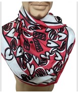 34&quot; SCARF MOSCHINO SILK SQUARE White RED HEART PRINT VIBRANT - £54.36 GBP