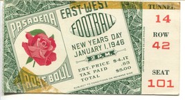 Rose Bowl NCAA Football Game Ticket Stub 1/1/1946-Rose Bowl-Seat #101-VG - £64.50 GBP