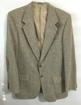 Farah Men Gray Tweed Wool Multicolor TAN Sport Coat Jacket Suede Elbow 42 L - £23.45 GBP