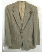 Farah Men Gray Tweed Wool Multicolor TAN Sport Coat Jacket Suede Elbow 42 L - $29.69