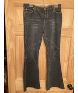 Womens Younique Blue Jeans Denim Stitching On Legs Frayed Waistline And ... - £7.77 GBP