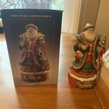 1990s Merry Old Soul Ceramic Christmas Musical Santa Claus Figurine 10.5&quot; In Box - £19.77 GBP