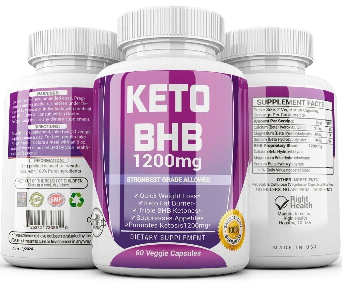 KETO BHB 3X 1200mg Pure Ketone Fat Burner Weight Loss Diet 180 Pills Ket... - $21.90