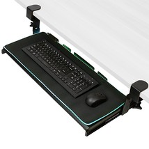 VIVO Large Height Adjustable Under Desk Keyboard Tray with RGB LED Light Mouse P - £93.56 GBP
