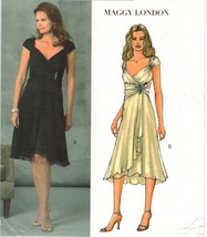 Misses Maggy London Party Evening Cocktail Wrap Gathered Dress Sew Pattern 6-12 - £8.02 GBP
