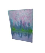 Hand Painted Art Artwork Painting Paint Abstract Lake Reflection 5&quot; x 7&quot; - £15.52 GBP