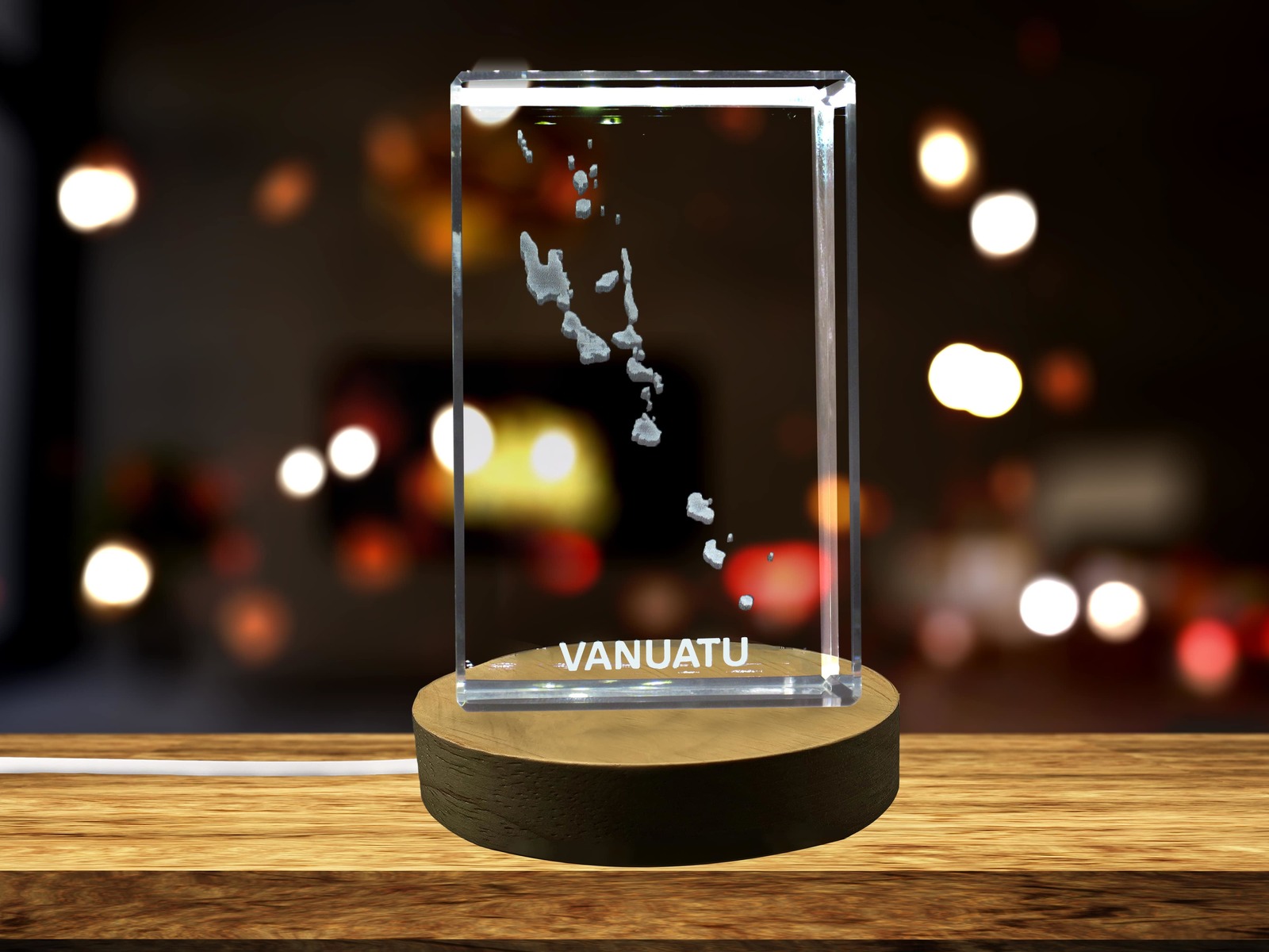 LED Base included |  Vanuatu 3D Engraved Crystal 3D Engraved Crystal Keepsake