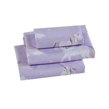 Sheet Set Kids/Teens Unicorn Bird Star Flower Cloud Lilac Purple Pink Yellow Whi - £25.96 GBP