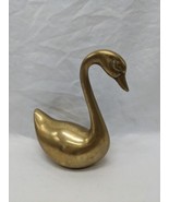 Vintage Mid Century Brass Swan Figurine 6&quot; - $29.70