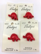 Lot 4 Figural Dinosaur Boutique Buttons Red Size 1 1/4 inch Style 4313 Plastic V - £18.33 GBP